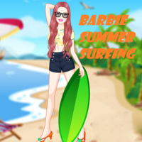 Barbie Summer Surfing,		Barbie Summer Surfing is a Dress Up game. You can play Barbie Summer Surfing in your browser for free. Can you guess what Barbie`s favorite season is? If you said summer, then you are correct! Today we are going to join beautiful Barbie at the seaside, where she has gone to practice her favorite sport, surfing. It`s the perfect excuse to go to the most amazing beach where Barbie the surfer can also get a beautiful tan and swim in the ocean. In our latest dress up game you are going to be Barbie`s fashion advisor and will get to choose the trendiest beachwear there is! Have fun! 				